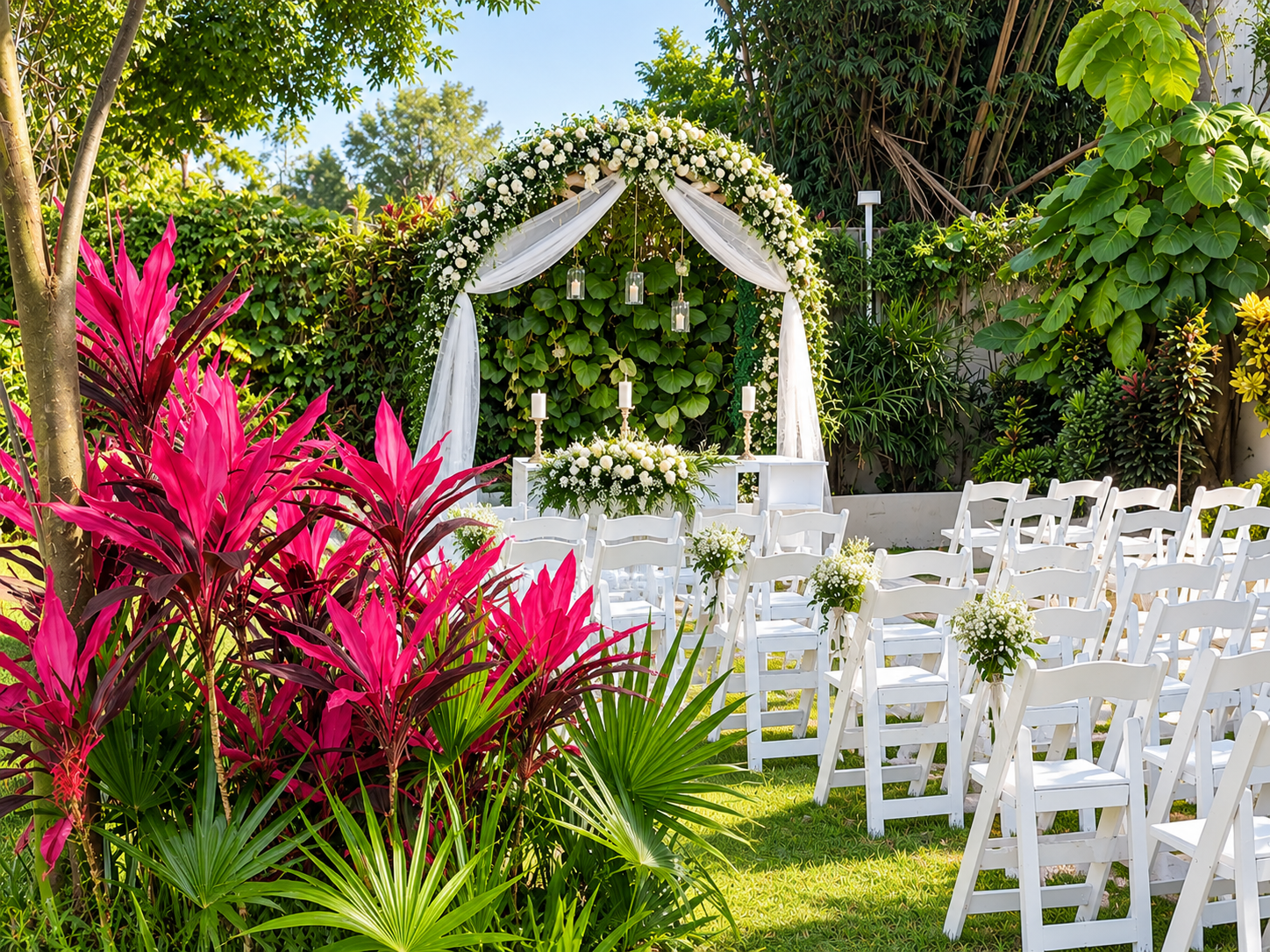 Ceremonia entre jardines tropicales en Jardín Allegra 55
