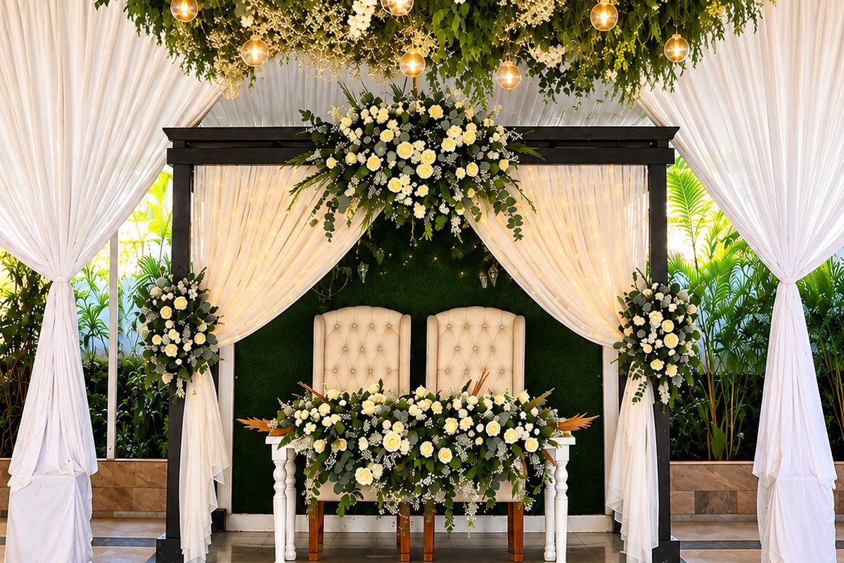 Mesa de novios y montaje floral en Jardín Allegra 55, Cuernavaca